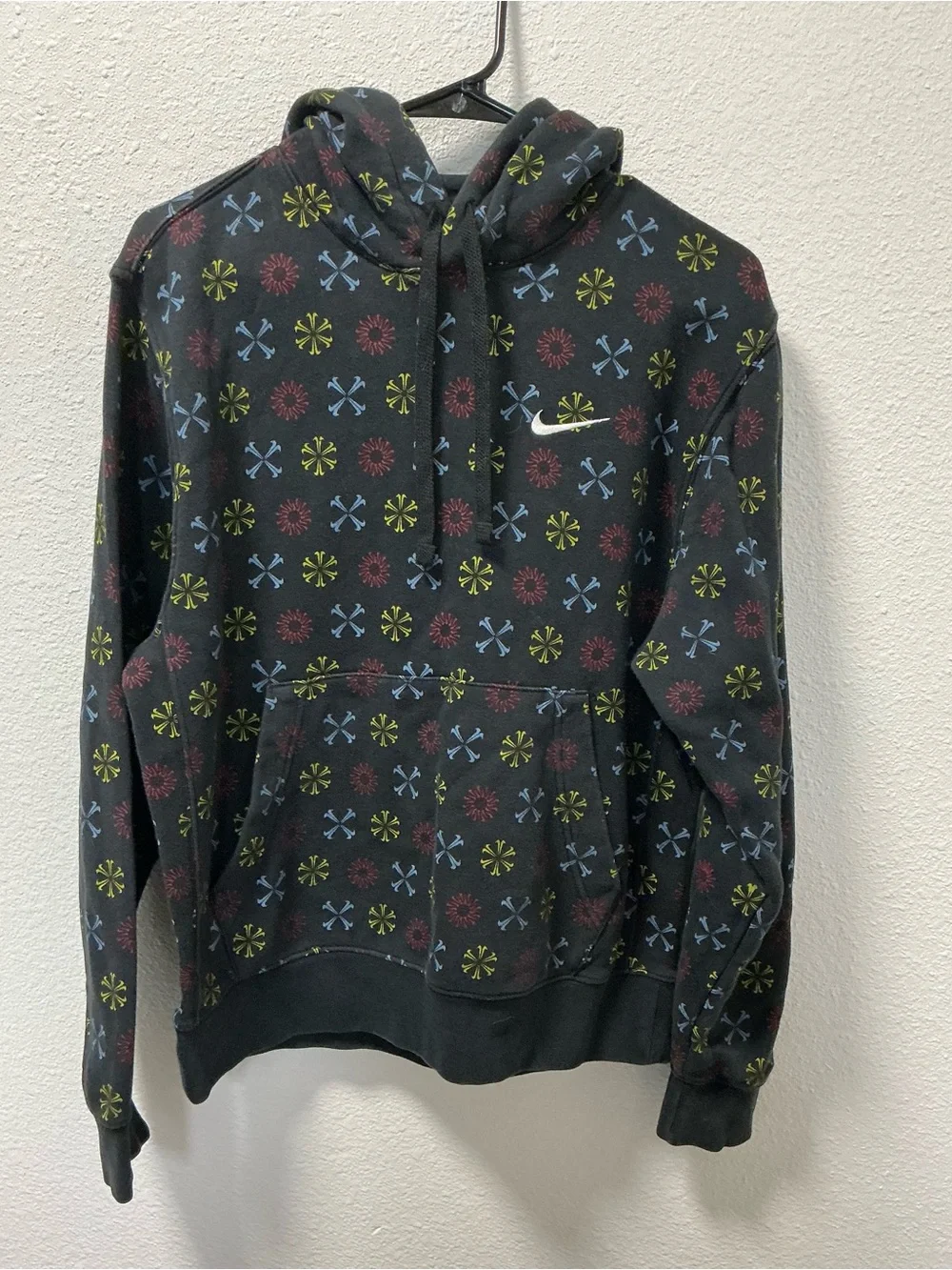 Nike Black Crewneck Hoodie with Multicolor Graphic Print